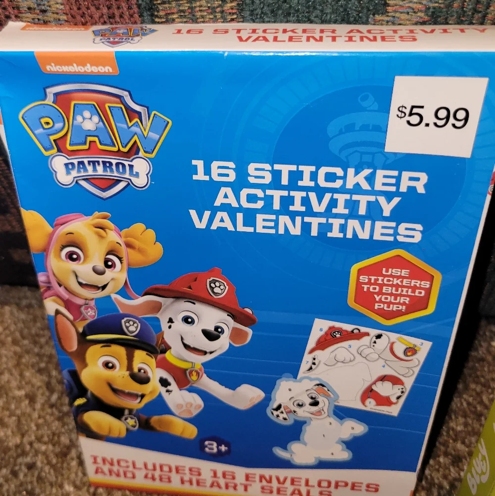 Paw Patrol and Bluey Sticker Activity Valentines Set